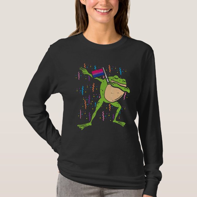 T-shirt Bisexual Drapeau Grenouille Dab Lgbt Bi Pride Stud (Devant)