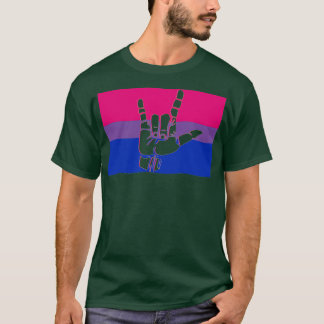 T-shirt Bisexual Fierté Drapeau d'amour Signe dit que je v