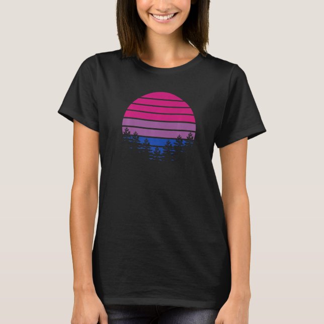 T-shirt Bisexual Flag Retro Sunset Lgbt Bi Pride Support (Devant)