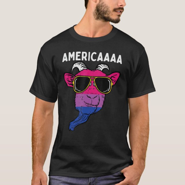 T-shirt Bisexual Goat America Fun Bi Pride Flag Lgbtq Men  (Devant)
