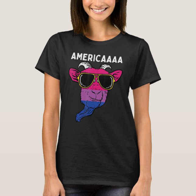 T-shirt Bisexual Goat America Fun Bi Pride Flag Lgbtq Men  (Devant)
