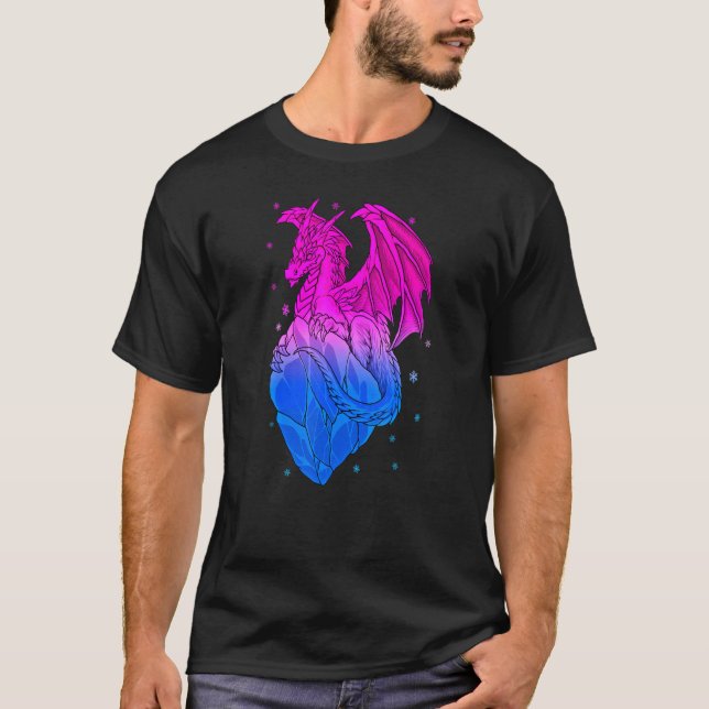 T-shirt Bisexual Ice Dragon Bi Pride Drapeau Couleurs Hive (Devant)