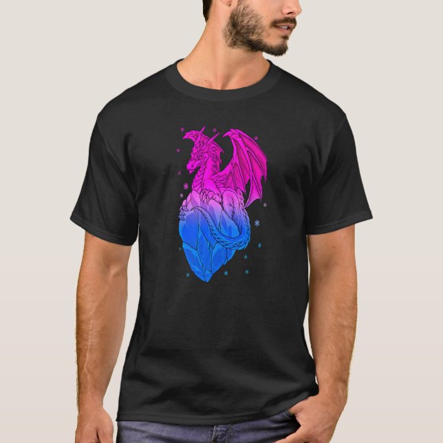 T-shirt Bisexual Ice Dragon Bi Pride Drapeau Couleurs Hive (Devant)