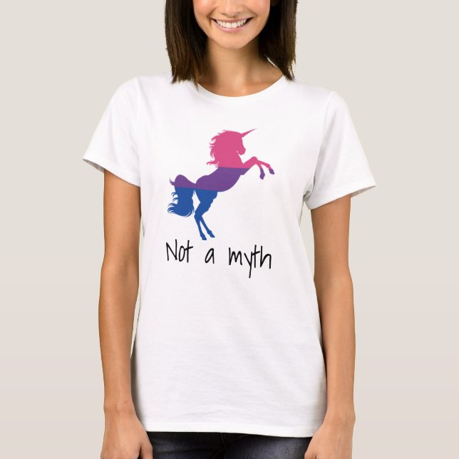 T-shirt Bisexual LGBT Unicorn rose violet pas un mythe (Devant)