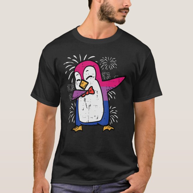 T-shirt Bisexual Penguin Dab Bi Flag Pride Month Lgbt Men  (Devant)