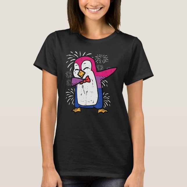 T-shirt Bisexual Penguin Dab Bi Flag Pride Month Lgbt Men  (Devant)