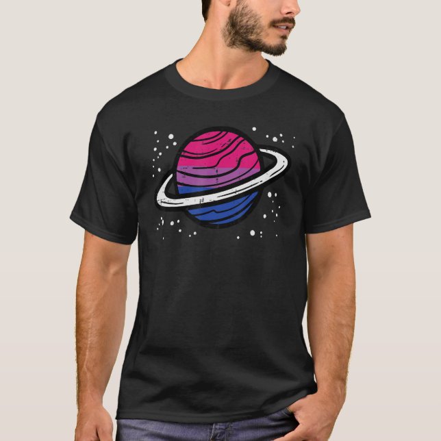 T-shirt Bisexual Planet Saturn Bi Pride Drapeau Lgbtq Homm (Devant)