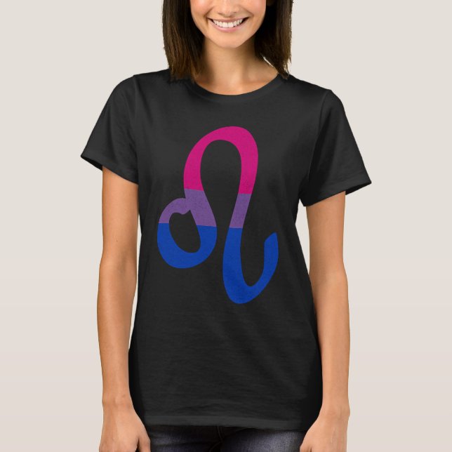 T-shirt Bisexual Pride Flag Leo Zodiac Sign (Devant)