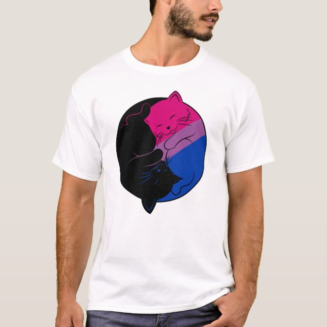 T-shirt Bisexual Pride Gay LGBT Mois Yin Yang Cats (Devant)