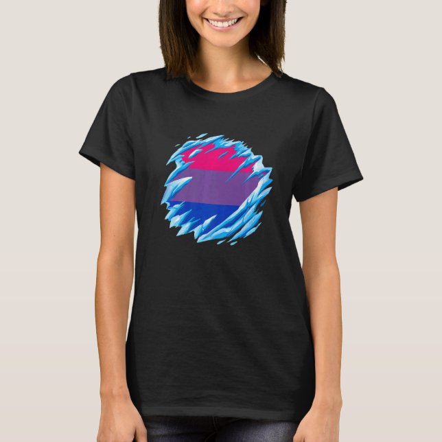 T-shirt Bisexual Pride Ice Melting Bisexual Flag LGBTQ Bis (Devant)