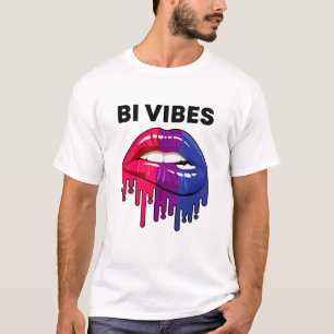 T-shirt Bisexual Pride Mois LGBT Bi Vibes Lèvres à goutte