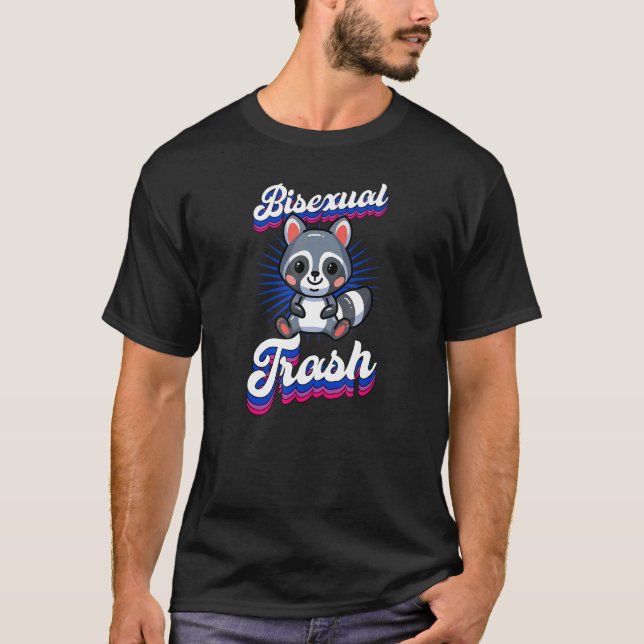 T-shirt Bisexual Trash Cute Raccoon Bisexual Fierté Plaisa (Devant)