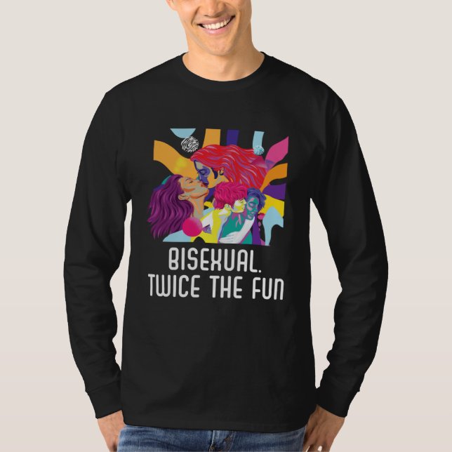 T-shirt Bisexual Twice The Fun Rainbow Pride Bisexuality L (Devant)