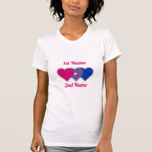 T-shirt Bisexualité design orgueil avec les coeurs/un coup