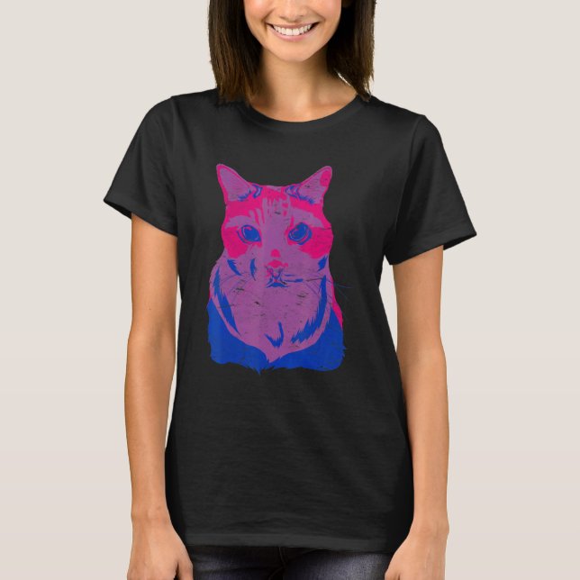 T-shirt Bisexualité Drapeau Chat Queer Lgbtq Bi Pride Mois (Devant)