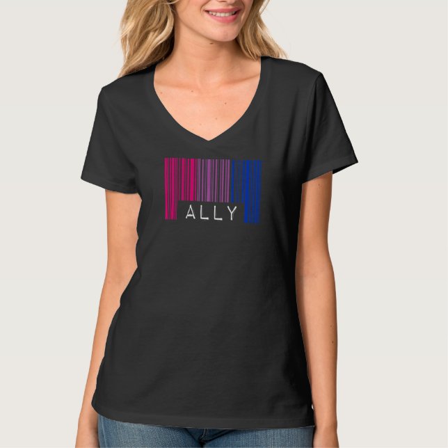 T-shirt Bisexuel Barcode Pride Ally Queer esthétique Lgbtq (Devant)