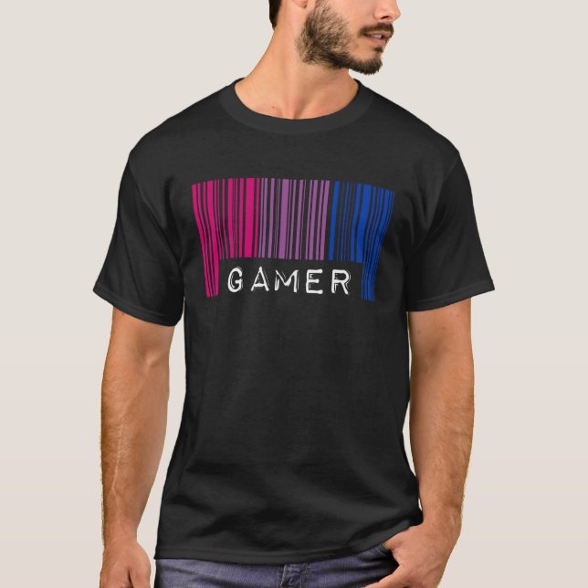 T-shirt Bisexuel Barcode Pride Gamer Queer Nerd Queer Esth (Devant)