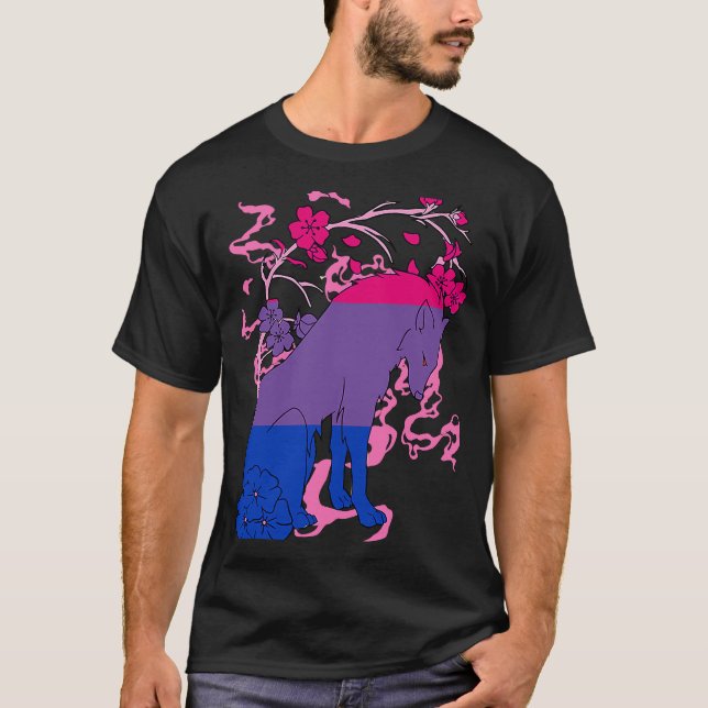 T-shirt Bisexuel Fox Flower Bi Pride Bisexualité LGBTQ Bis (Devant)