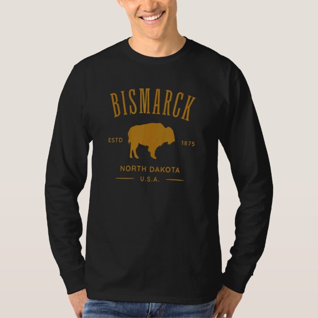 T-shirt Bismarck North Dakota Souvenir Bison Design (Devant)