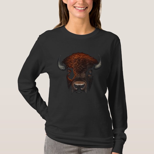 T-shirt Bison Artwork Animal Forest Motif Bison (Devant)