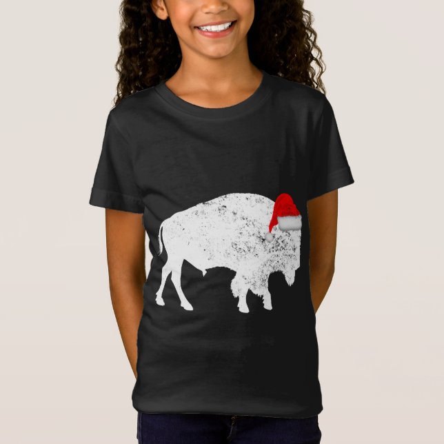 T-Shirt Bison Buffalo Santa Hat - Pyjama de Noël (Devant)