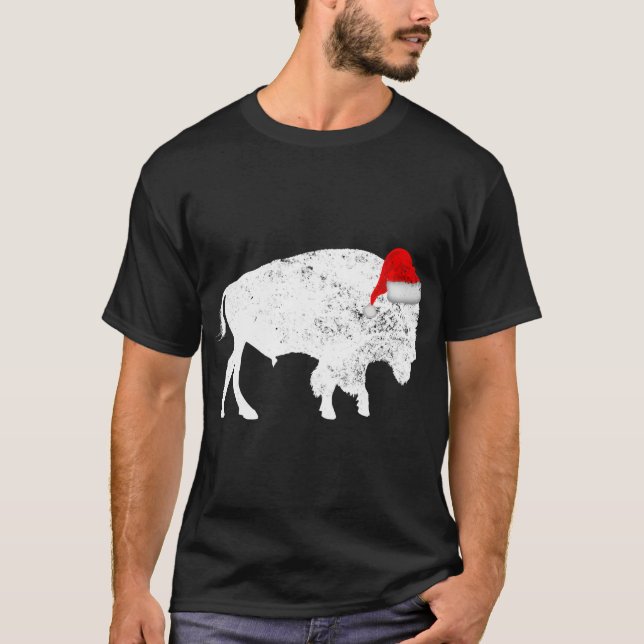 T-shirt Bison Buffalo Santa Hat - Pyjama de Noël (Devant)