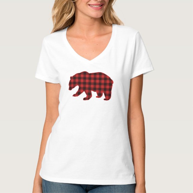 T-shirt Bison de bison de bûcheron de bois d'oeuvre chèque (Devant)