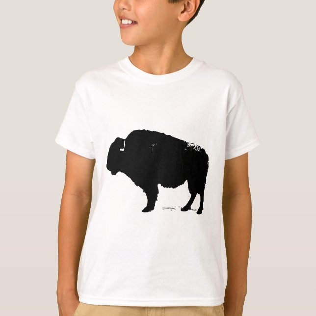 T-shirt Bison de Buffalo Art noir et blanc (Devant)