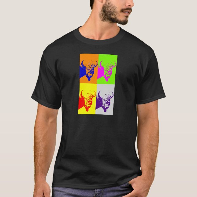 T-shirt Bison de Buffalo Art Pop de 4 couleurs (Devant)