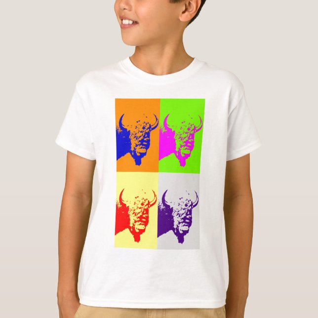 T-shirt Bison de Buffalo Art Pop de 4 couleurs (Devant)