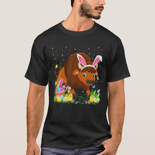 T-shirt Bison de Pâques Bison Bison chasse Bison de Pâques (Devant)