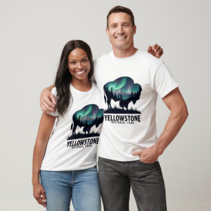 T-shirt Bison de Yellowstone avec Aurora Design paysager