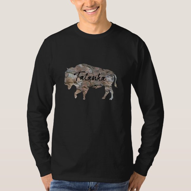 T-shirt Bison en pierre solide dur de Buffalo de roche de (Devant)