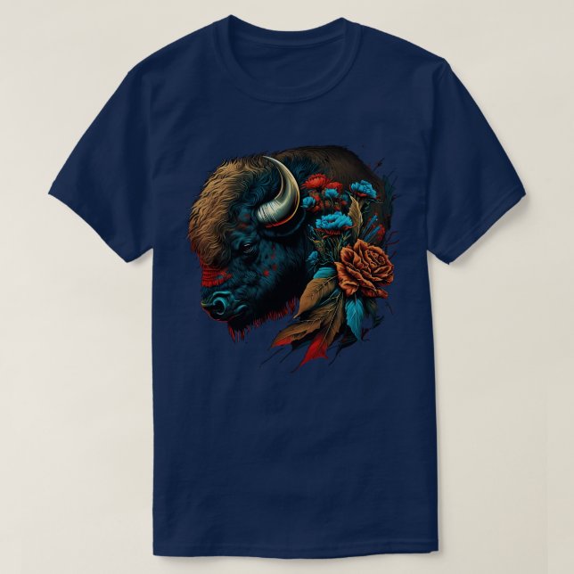 T-shirt Bison floral mou (Design devant)
