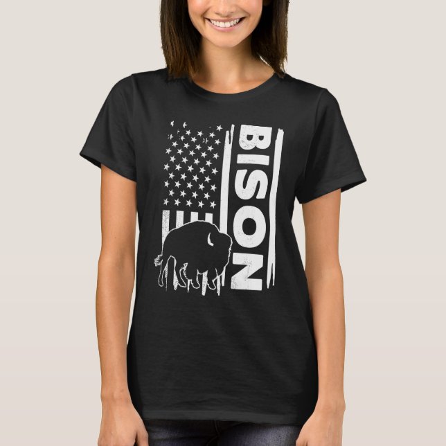 T-shirt Bison hunting US flag graphic concept (Devant)