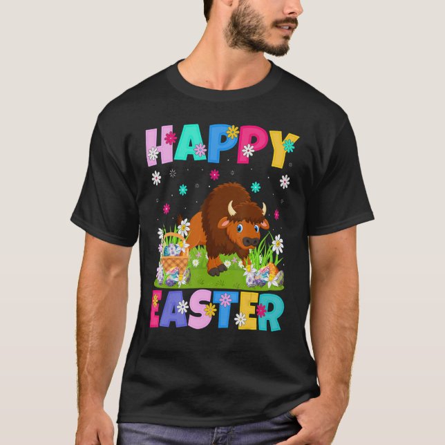T-shirt Bison Joyeux Bison lapin de Pâques dimanche de Pâq (Devant)
