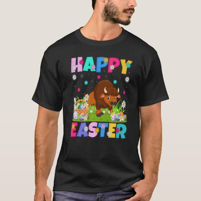 T-shirt Bison Joyeux Bison lapin de Pâques dimanche de Pâq (Devant)