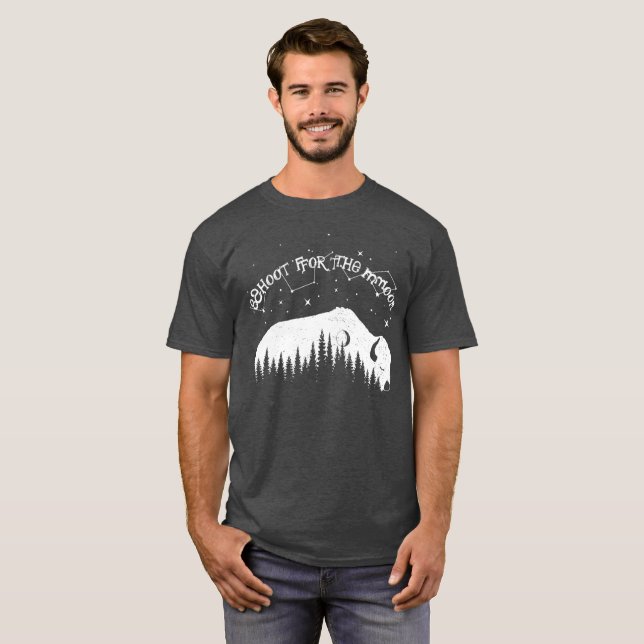 T-shirt Bison Moon Wood Stars Dream Big Trekking Travel (Devant entier)
