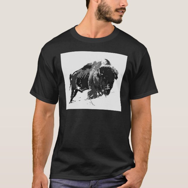 T-shirt Bison noir et blanc / Buffle (Devant)
