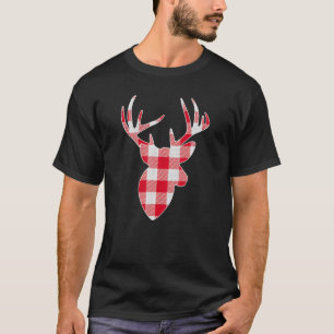 T-shirt Bison Rouge Et Blanc Planté Tête De Cerf C