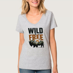 T-shirt Bison sauvage et libre de la montagne Wilderness O
