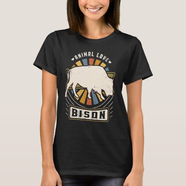 T-shirt Bison Vintage Classic Retro Animal (Devant)