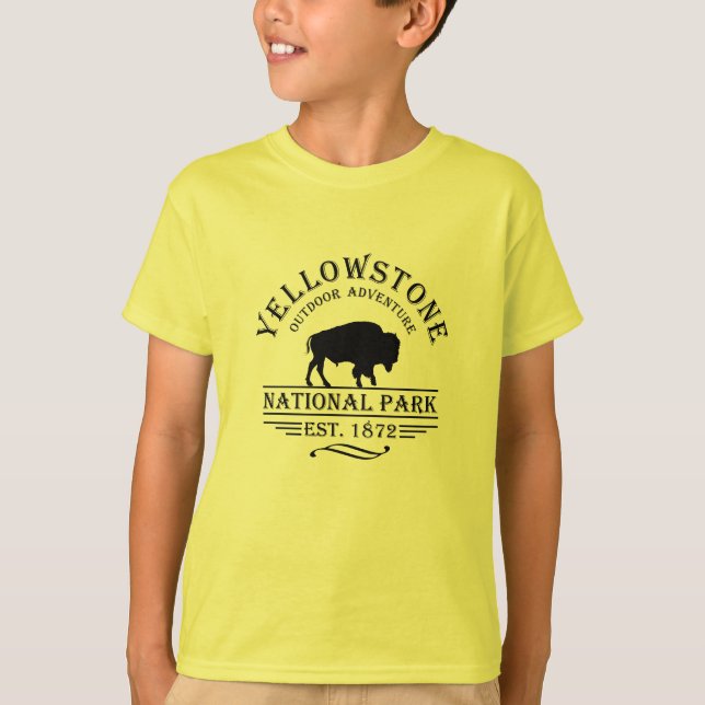 T-shirt Bison Vintage Parc National de Yellowstone (Devant)