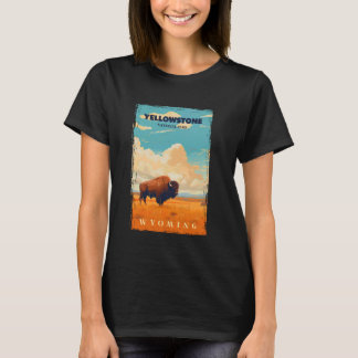 T-shirt Bison vintage Sur Le Terrain Yellowstone National 