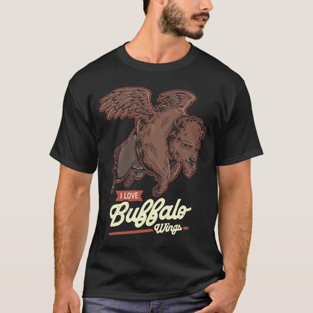T-shirt Bison volant J'aime Buffalo ailes Hot Wings (Devant)