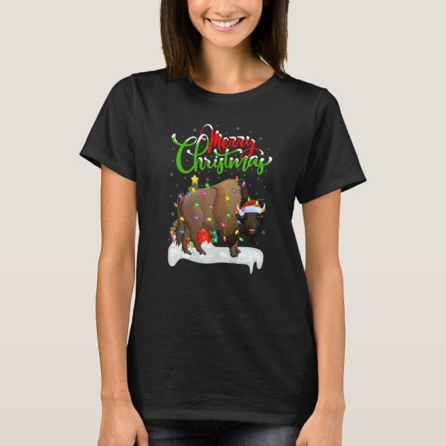 T-shirt Bison  Xmas Decorations Santa Bison Christmas (Devant)