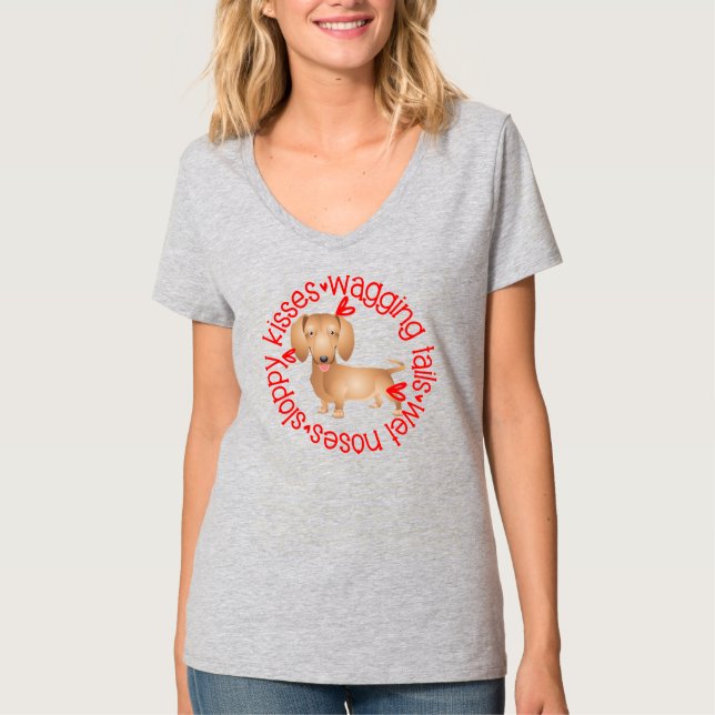 T-shirt Bisous baveux, adorable Dachshund (Devant)