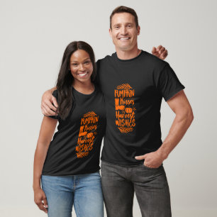 T-shirt Bisous de citrouille Vœux de récolte Typographie