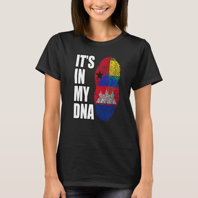 T-shirt Bissau Guinean And Cambodian Mix DNA Flag Heritage (Devant)