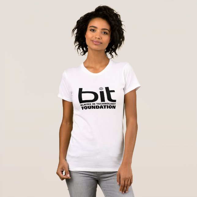 T-shirt BIT Foundation Femmes Noir sur blanc AA Tee (Devant entier)